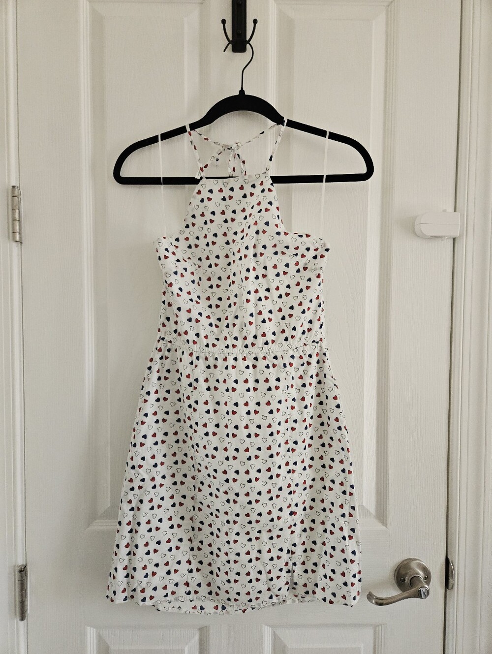 mi Ami White Halter Dress with Multicolor Heart Print